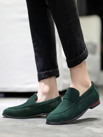 メンズ ペニーローファー PUベルベットレザー モックトゥ スリッポン カジュアルシューズ