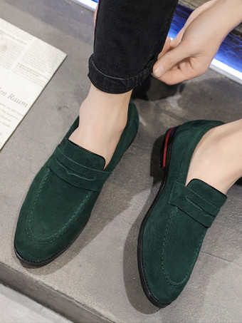 メンズ ペニーローファー PUベルベットレザー モックトゥ スリッポン カジュアルシューズ