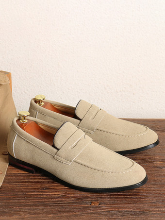 メンズ ペニーローファー PUベルベットレザー モックトゥ スリッポン カジュアルシューズ