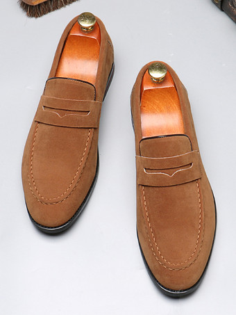 メンズ ペニーローファー PUベルベットレザー モックトゥ スリッポン カジュアルシューズ