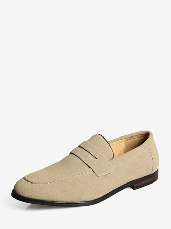 メンズ ペニーローファー PUベルベットレザー モックトゥ スリッポン カジュアルシューズ