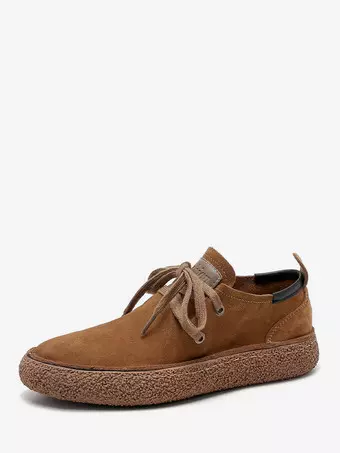 Mens Suede Leather Loafers Lace Up Round Toe Retro Platform Chunky Causal Shoes - Milanoo.com Mens Suede Leather Loafers Lace Up Round Toe Retro Platform Chunky Causal Shoes - Milanoo.com