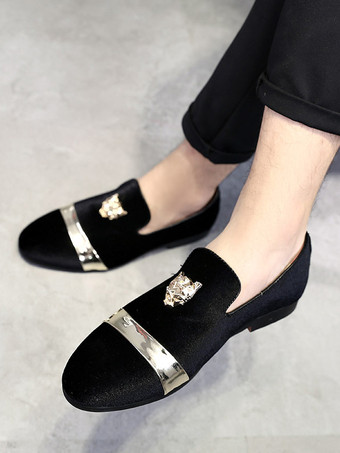 メンズ スリッポン ローファー ベルベット メタルデコレーション スエードシューズ