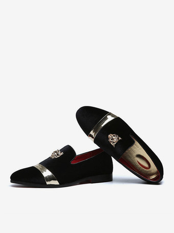 メンズ スリッポン ローファー ベルベット メタルデコレーション スエードシューズ