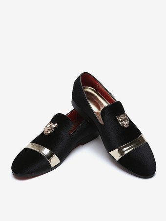 メンズ スリッポン ローファー ベルベット メタルデコレーション スエードシューズ