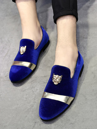 メンズ スリッポン ローファー ベルベット メタルデコレーション スエードシューズ