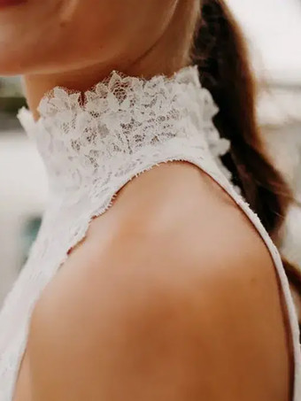 Short Wedding Dress Designed Neckline Sleeveless A-Line Knee-Length Short Bridal Dress