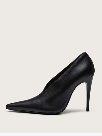 バーガンディハイヒール レディース ポインテッドトゥ スリッポンパンプス