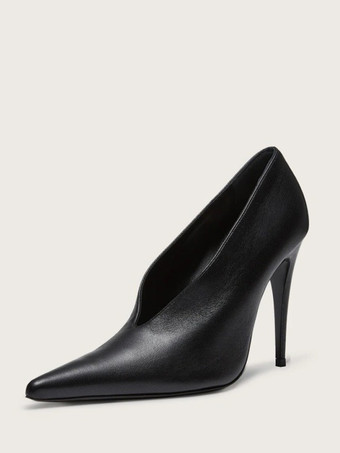 ブラック バーガンディハイヒール レディース ポインテッドトゥ スリッポンパンプス