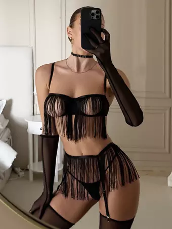 sexy kleidung & dessous Damen Dessous Set BH Nachtwäsche Outfits Erotik Clubwear Sexy Rave  Holographic main image 1