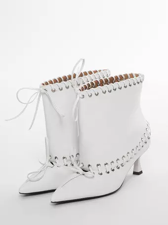 Pointed Toe Booties White Ankle High Boots White Ankle Boots
