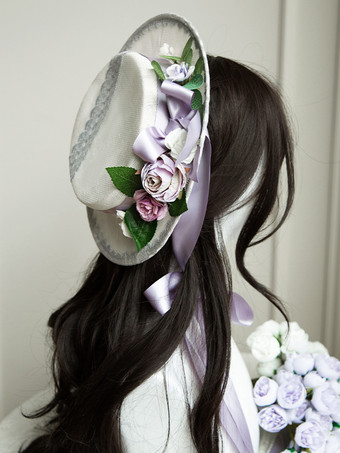 Gorros Rococó Dulce Sombrero Lolita Flores Púrpura Accesorios Lolita