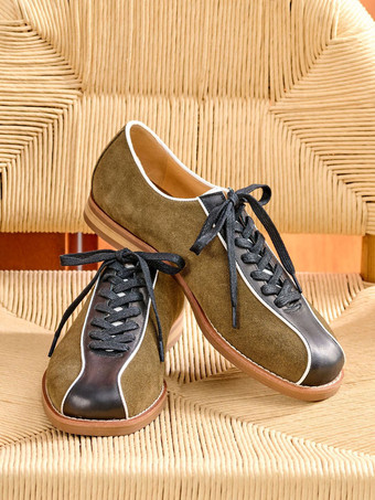 メンズ スエードスニーカー ツートン ボウリング カジュアルシューズ