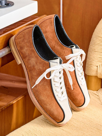 ブラウン メンズ スエードスニーカー ツートン ボウリング カジュアルシューズ