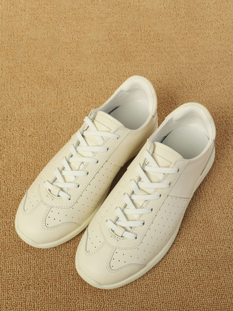 ホワイト ユニセックス カジュアルスニーカー 通気性 レースアップ ドイツ軍トレーナー