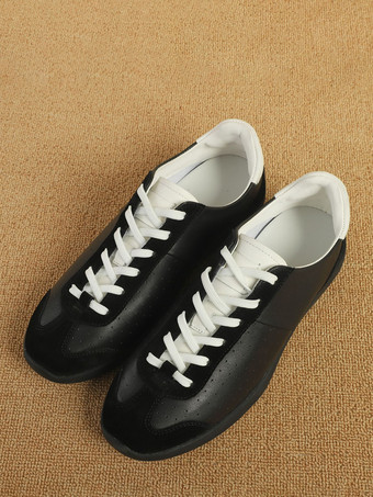 ブラック ユニセックス カジュアルスニーカー 通気性 レースアップ ドイツ軍トレーナー