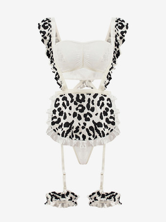 女性用セクシーメイドコスチューム 牛柄 レディース レッグウォーマー エプロン Tバックトップ サーヴァントガールコスチューム