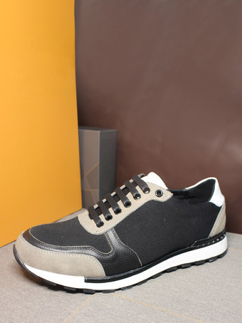 ダークグレー メンズ カジュアルスニーカー カラーブロック スエードレザー カジュアルシューズ