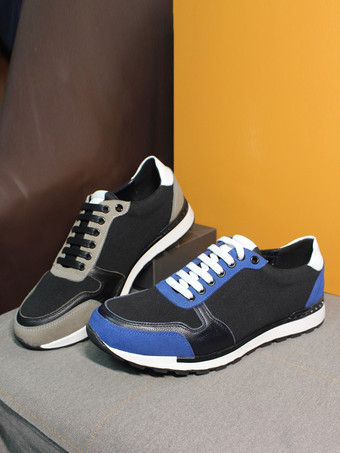 メンズ カジュアルスニーカー カラーブロック スエードレザー カジュアルシューズ