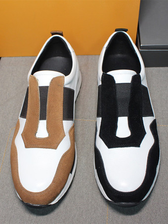 メンズ スリッポンスニーカー カラーブロック アンチベルベット カジュアルシューズ