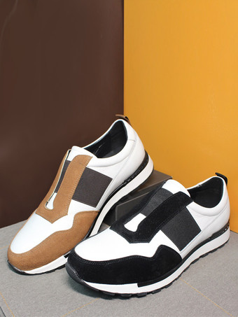 メンズ スリッポンスニーカー カラーブロック アンチベルベット カジュアルシューズ