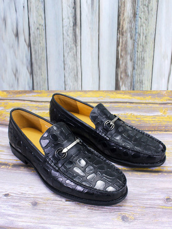 メンズ ビットローファー クロコダイル柄レザー ビジネスカジュアルシューズ