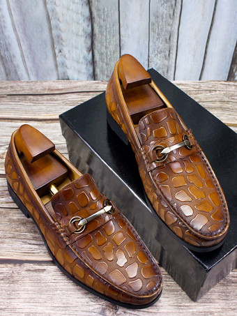 メンズ ビットローファー クロコダイル柄レザー ビジネスカジュアルシューズ