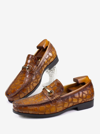 メンズ ビットローファー クロコダイル柄レザー ビジネスカジュアルシューズ