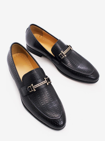 メンズ ビットローファー ポインテッドトゥ スネーク柄 メタル トレンド ドレスシューズ ウェディング レザーシューズ