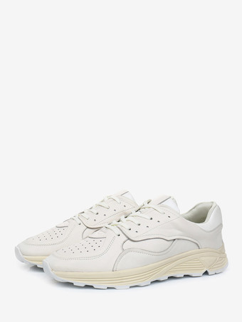 ホワイト メンズ カジュアルスニーカー 滑り止め フラット 通気性 メッシュシューズ