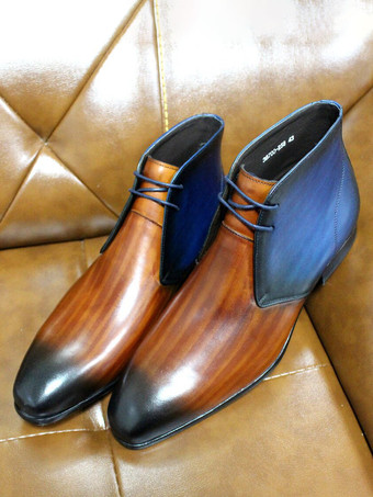 メンズ チャッカブーツ ハンドメイド カーフスキンレザー アンクルブーツ レースアップ フォーマルシューズ