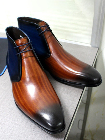 メンズ チャッカブーツ ハンドメイド カーフスキンレザー アンクルブーツ レースアップ フォーマルシューズ