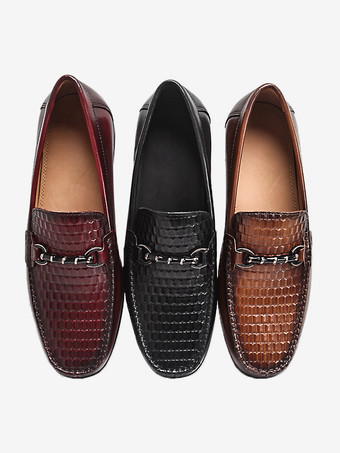 メンズ ビットローファー スリッポン ローヒール クロコダイルレザーシューズ