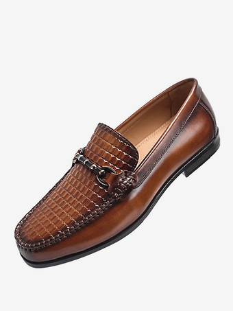 メンズ ビットローファー スリッポン ローヒール クロコダイルレザーシューズ