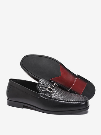 メンズ ビットローファー スリッポン ローヒール クロコダイルレザーシューズ