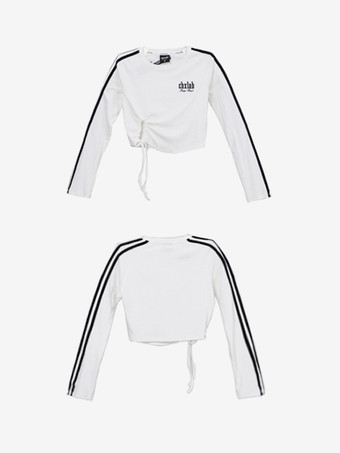 女性用ストリートダンスジャンプスーツ トレンディなホワイトコントラストカラージャズ衣装 レースアップ スリムフィット ヒップホップパンツ付き