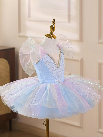 女の子用バレエチュチュドレス キラキラ輝く白鳥のプリンセスチュールスカート 柔らかくふわふわなダンスコスチューム ステージパフォーマンス用