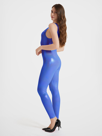 レディース ストラップ付き 光沢スポーツボディスーツ セクシー ウエストトレーナー ヨガ用 高伸縮性 ラテックス風キャットスーツ