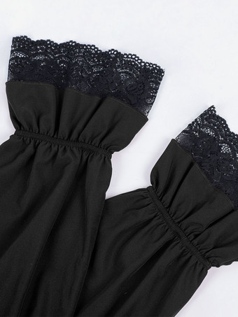 ユニセックスヴィンテージフリルスリーブブラウスビクトリア朝スタイルのタイネックトレンドルネッサンス風トップス バーガンディ