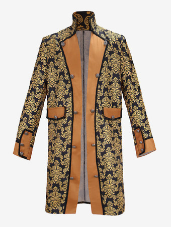 イエローメンズ スチームパンク ボタンダウン ジャケット ヴィンテージ ジャケット ゴシック フロックコート 燕尾服