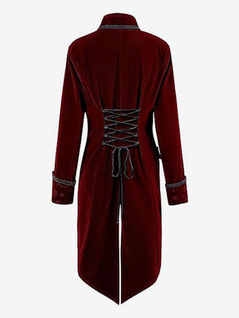 メンズ ゴシック ビクトリア朝風 燕尾服 ジャケット フロックコート タキシード仕立て スチームパンク コスプレ用 バーガンディ