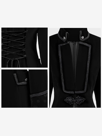 メンズ ゴシック ビクトリア朝風 燕尾服 ジャケット フロックコート タキシード仕立て スチームパンク コスプレ用 バーガンディ