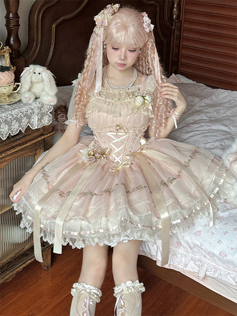 スイートロリータケーキパフドレス、キュートなバレエ風ミニスカート、チュールレイヤード、かわいいプリンセスパーティードレス