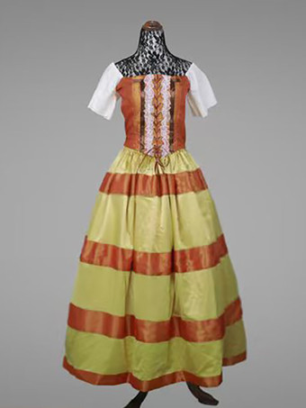 オレンジレディース ヴィンテージドレス 中世ヨーロッパ風 宮廷風 ヴィンテージ ボールドレス