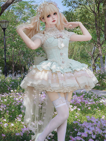スイートロリータケーキパフドレス、可愛いミニスカート、チュールレイヤード、キュートなプリンセスパーティードレス