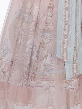 スイートロリータJSKドレス、かわいいプリンセスティアードフリルサンドレス、ピンク、キュートカジュアルロリータ