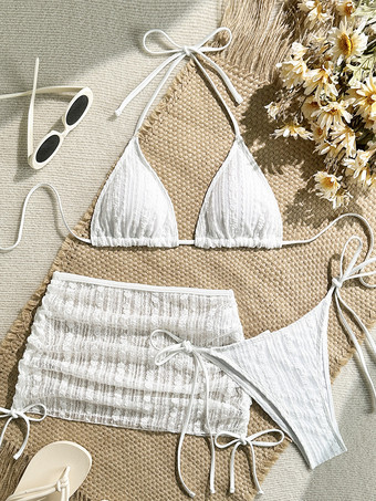 ビーチや夏の楽しみにぴったりの、レースビキニセット（ミニスカート付き）2025年モデル