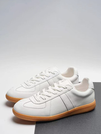 ホワイト メンズ ドイツ軍 トレーナー カジュアルスニーカー ホワイト レトロ スポーツシューズ