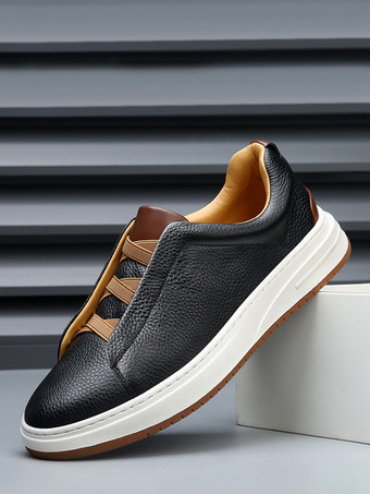 メンズ スリッポン スニーカー レザー チャンキーソール ホワイトシューズ レイジーローファー