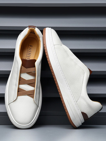 メンズ スリッポン スニーカー レザー チャンキーソール ホワイトシューズ レイジーローファー